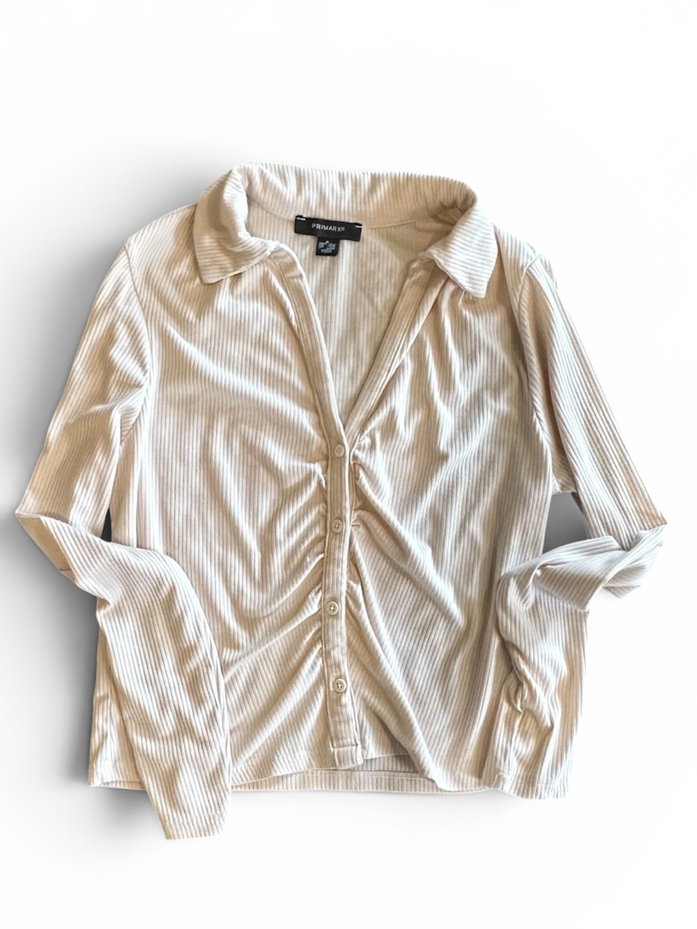 Primark Cream Ribbed Button-Front Top